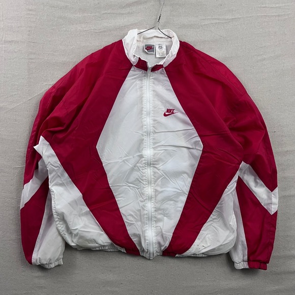 Nike Other - Nike Windbreaker Mens XL Red White Vintage 90s Colorblock Diamond Full Zip
